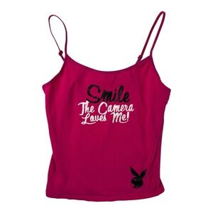 Playboy Smile The Camera Loves Me Graphic Tank Top